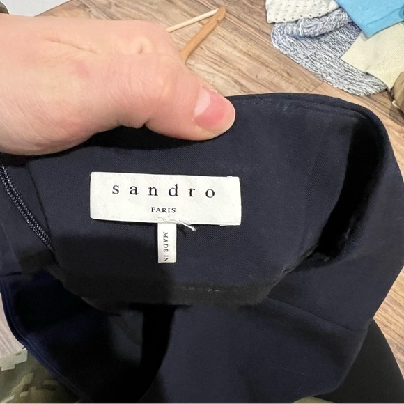 Sandro Frill-pocket Stretch-woven Skirt In Deep Navy - Picture 12 of 13